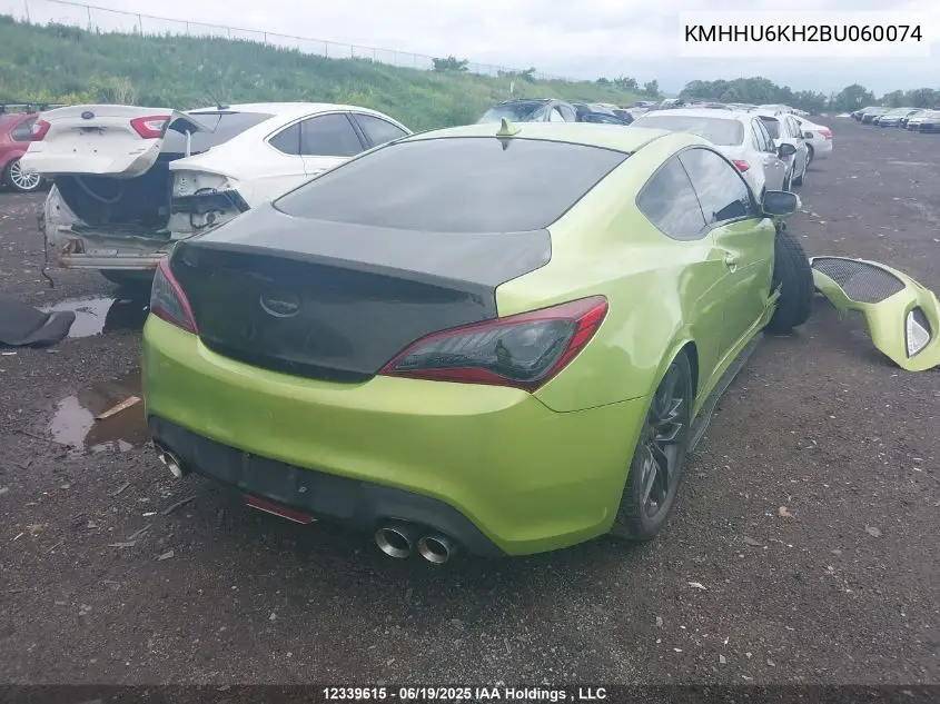 2011 Hyundai Genesis Coupe 3.8L VIN: KMHHU6KH2BU060074 Lot: 12339615