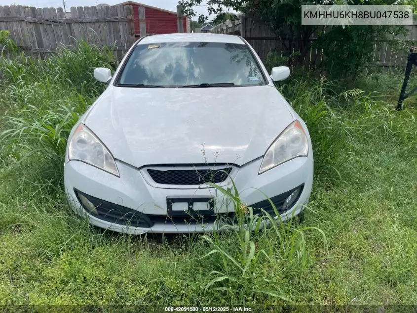 2011 Hyundai Genesis Coupe 3.8L VIN: KMHHU6KH8BU047538 Lot: 42091580