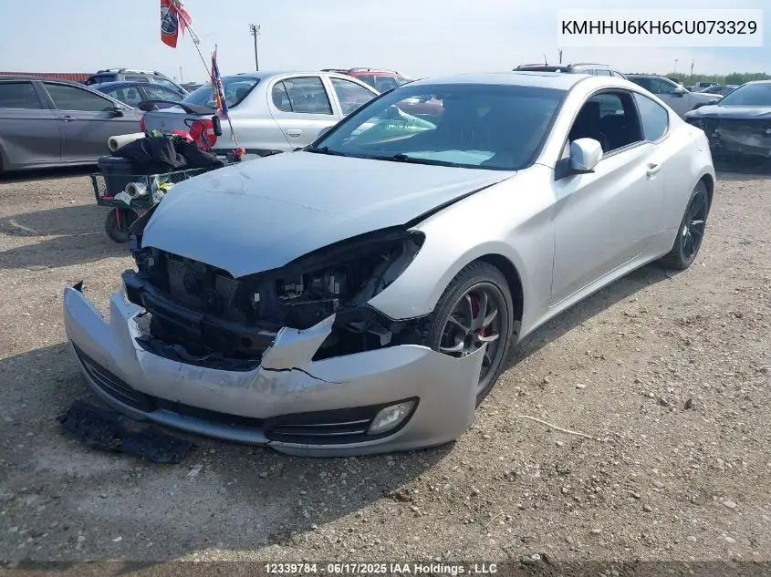 2012 Hyundai Genesis Coupe 3.8L VIN: KMHHU6KH6CU073329 Lot: 12339784