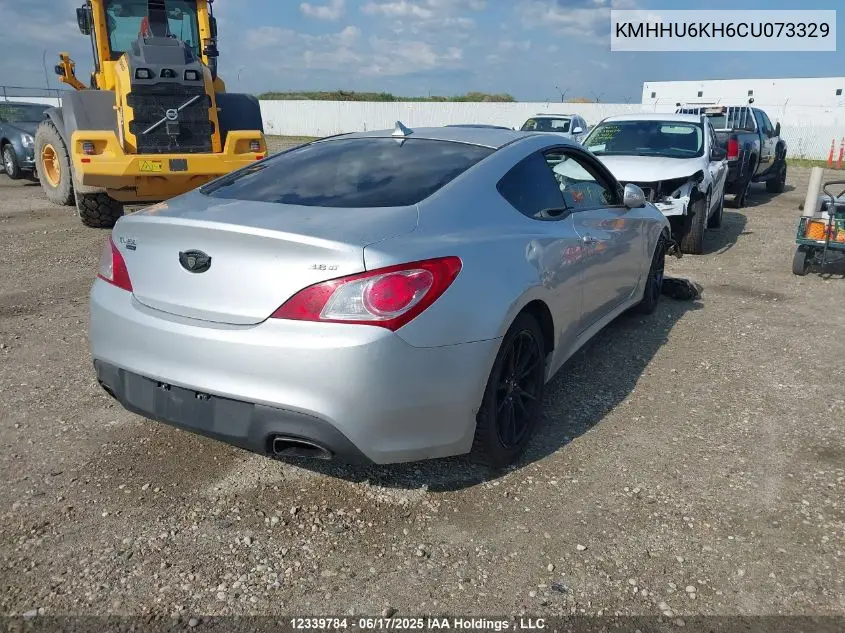 2012 Hyundai Genesis Coupe 3.8L VIN: KMHHU6KH6CU073329 Lot: 12339784