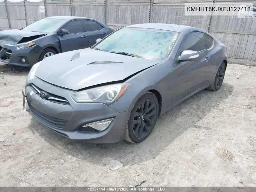 2015 Hyundai Genesis Coupe 3.8L VIN: KMHHT6KJXFU127418 Lot: 12337114