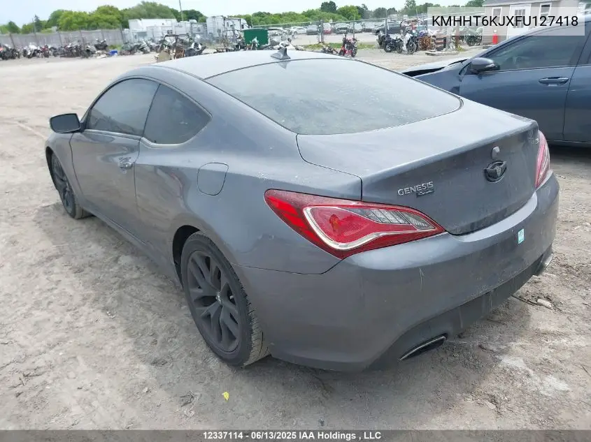 2015 Hyundai Genesis Coupe 3.8L VIN: KMHHT6KJXFU127418 Lot: 12337114