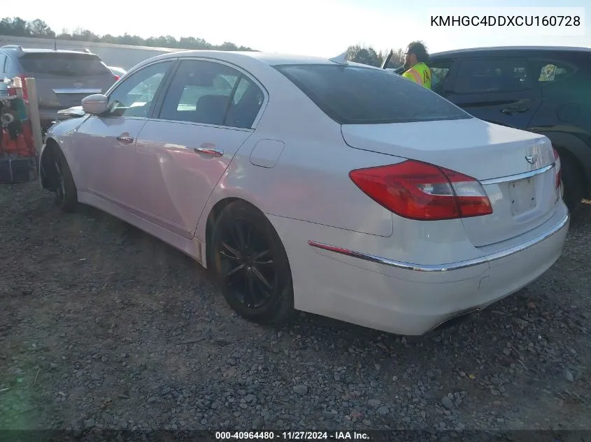 2012 Hyundai Genesis 3.8 VIN: KMHGC4DDXCU160728 Lot: 40964480