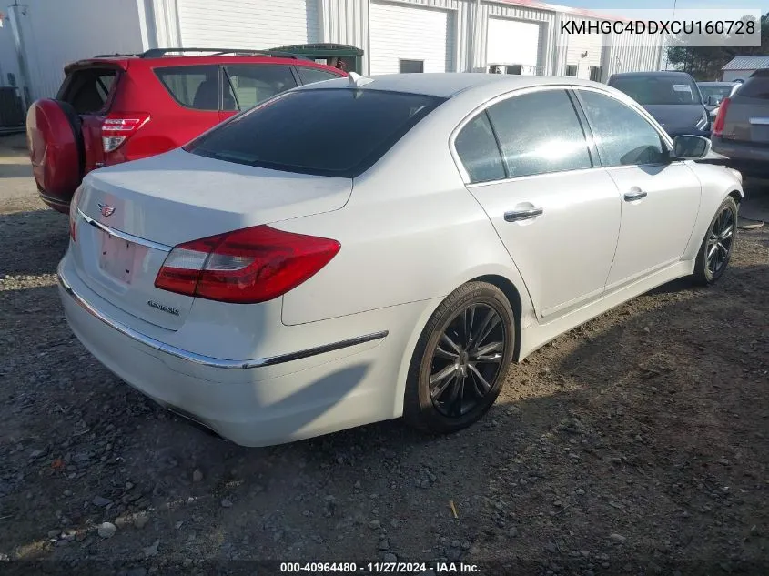 2012 Hyundai Genesis 3.8 VIN: KMHGC4DDXCU160728 Lot: 40964480