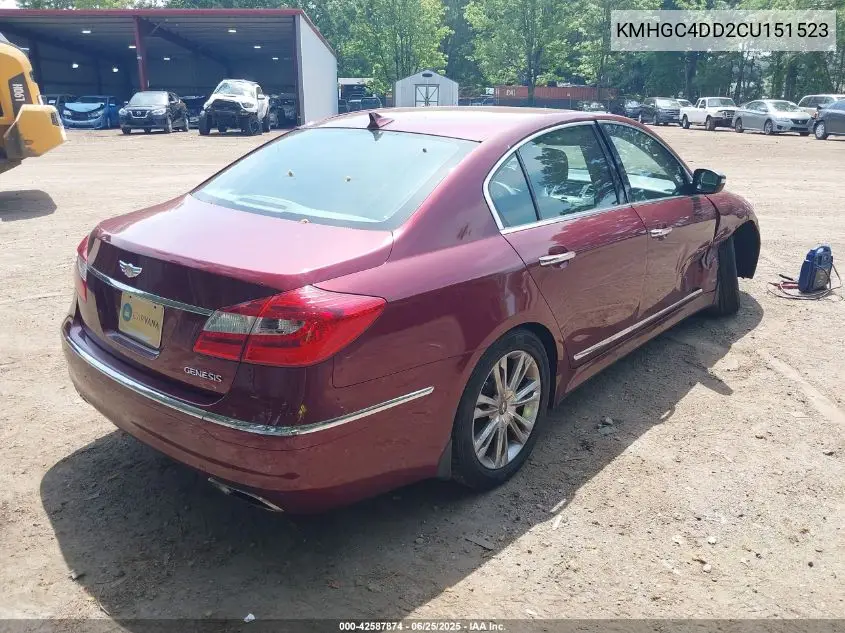 2012 Hyundai Genesis 3.8 VIN: KMHGC4DD2CU151523 Lot: 42587874