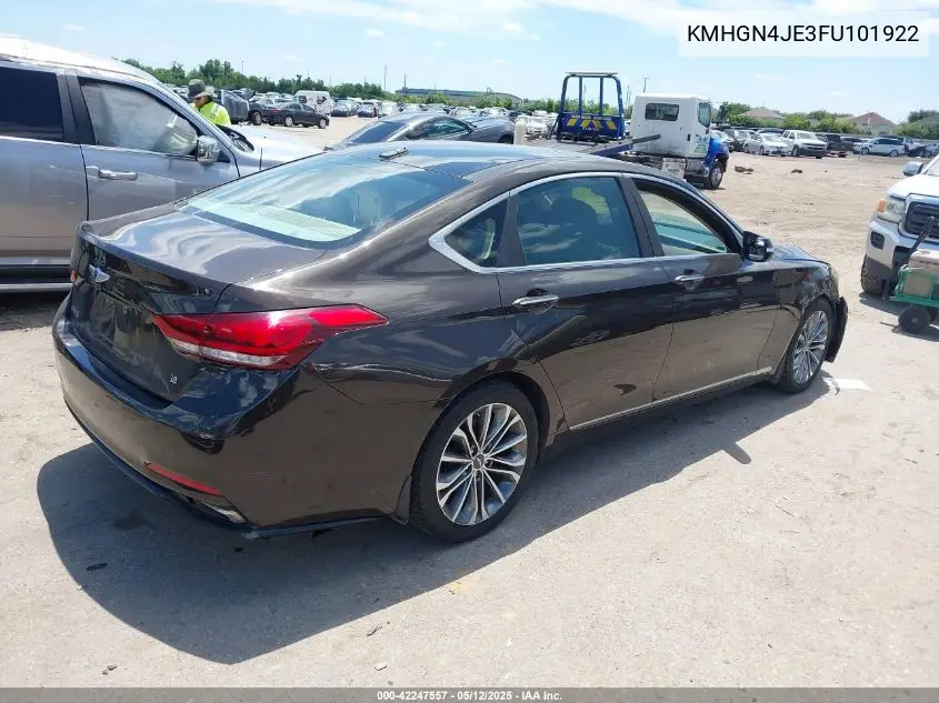 2015 Hyundai Genesis 3.8 VIN: KMHGN4JE3FU101922 Lot: 42247557