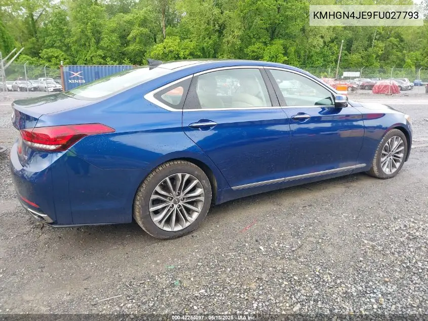 2015 Hyundai Genesis 3.8 VIN: KMHGN4JE9FU027793 Lot: 42254097