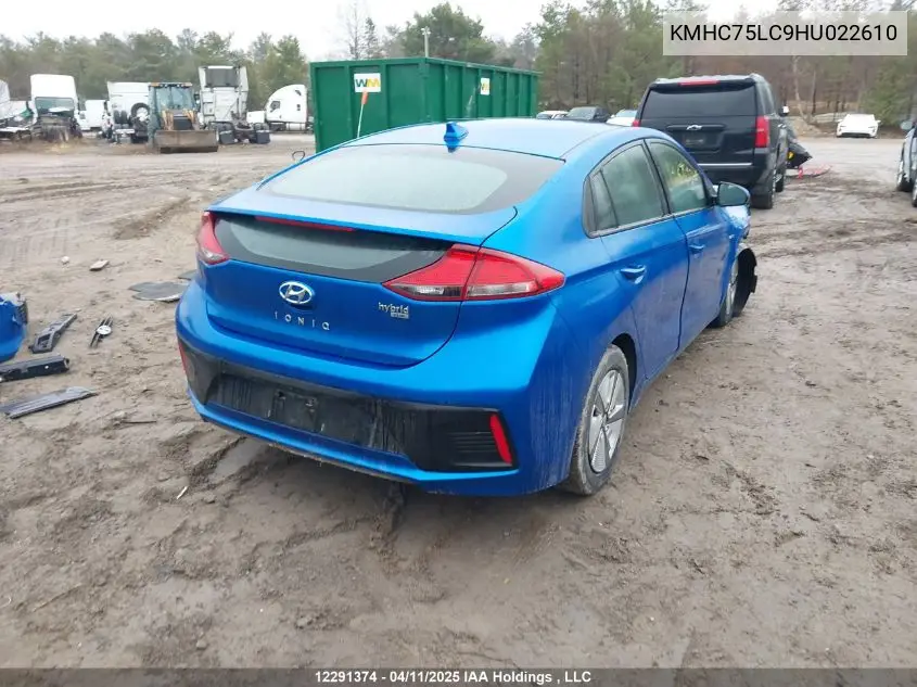 2017 Hyundai Ioniq Hybrid Se VIN: KMHC75LC9HU022610 Lot: 12291374