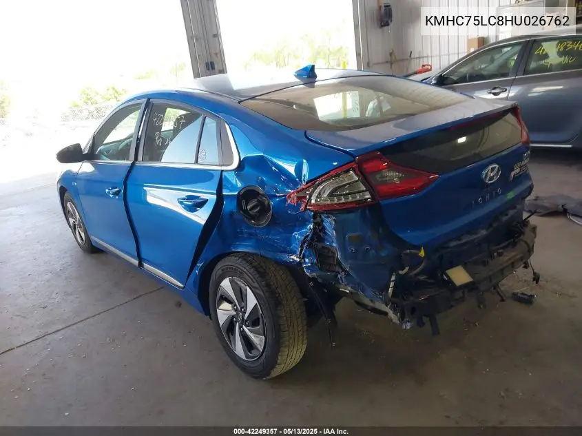 2017 Hyundai Ioniq Hybrid Sel VIN: KMHC75LC8HU026762 Lot: 42249357