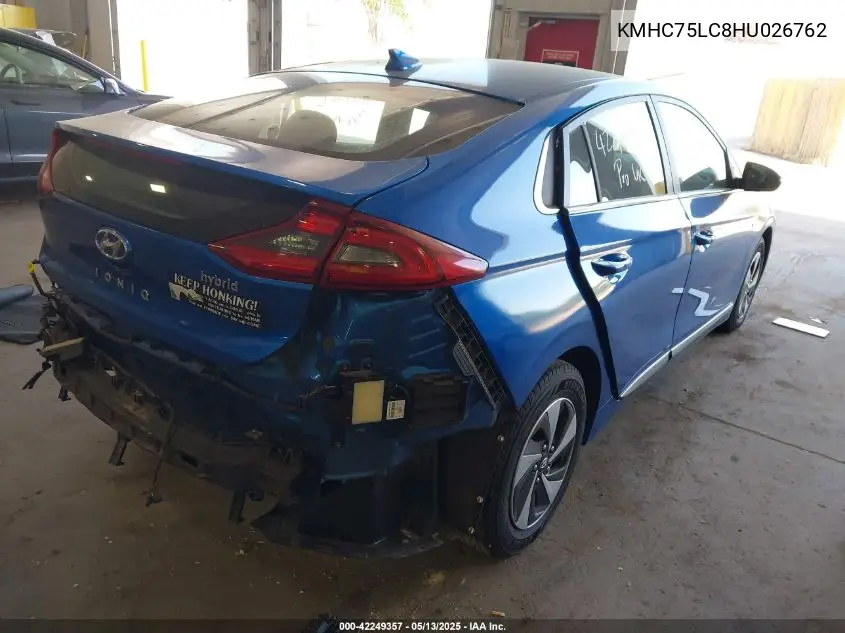 2017 Hyundai Ioniq Hybrid Sel VIN: KMHC75LC8HU026762 Lot: 42249357