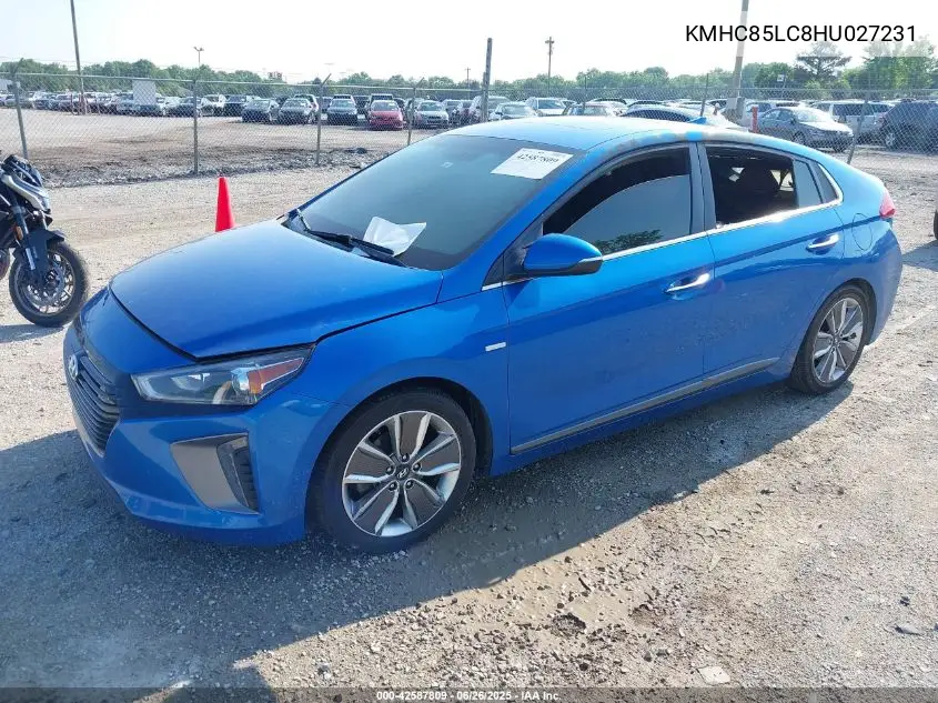 2017 Hyundai Ioniq Hybrid Limited VIN: KMHC85LC8HU027231 Lot: 42587809