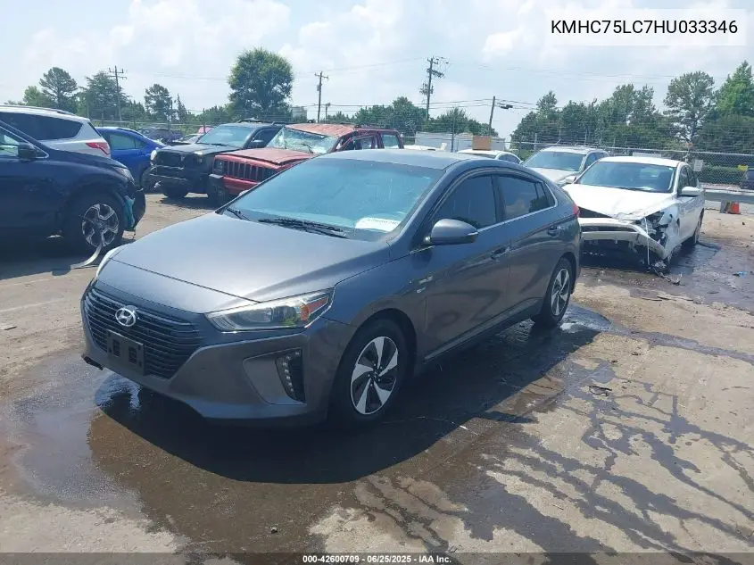 2017 Hyundai Ioniq Hybrid Sel VIN: KMHC75LC7HU033346 Lot: 42600709