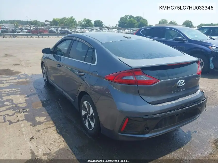 2017 Hyundai Ioniq Hybrid Sel VIN: KMHC75LC7HU033346 Lot: 42600709