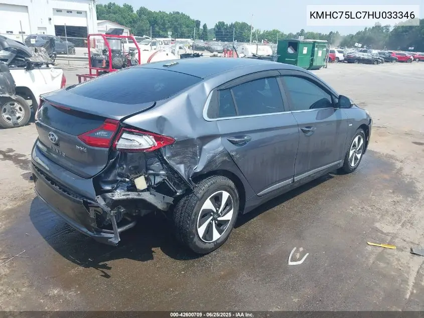 2017 Hyundai Ioniq Hybrid Sel VIN: KMHC75LC7HU033346 Lot: 42600709