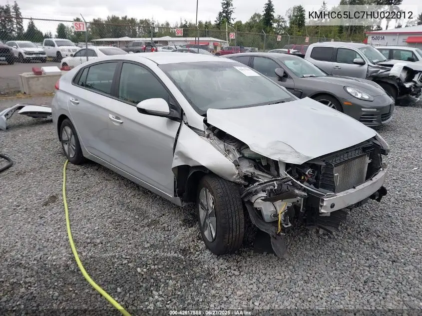 2017 Hyundai Ioniq Hybrid Blue VIN: KMHC65LC7HU022012 Lot: 42617588