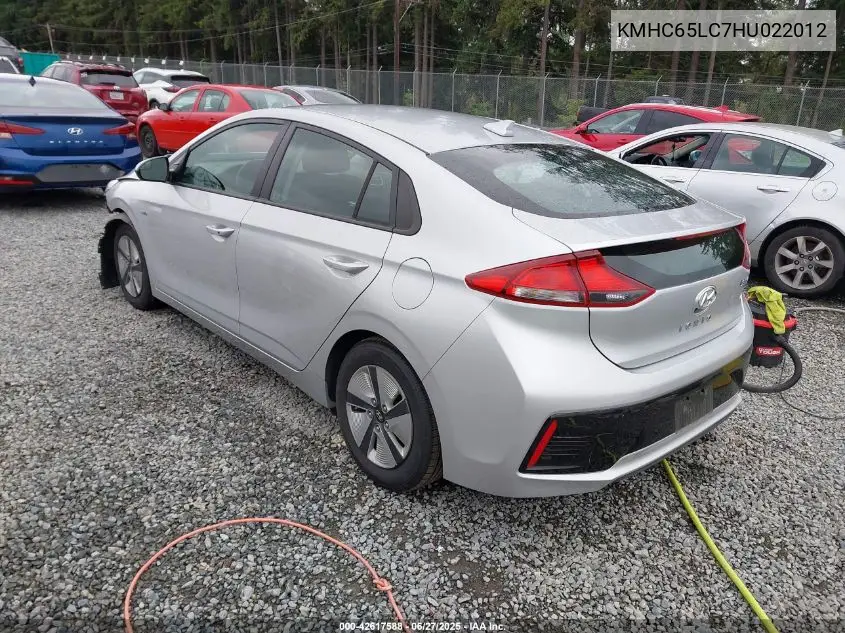 2017 Hyundai Ioniq Hybrid Blue VIN: KMHC65LC7HU022012 Lot: 42617588