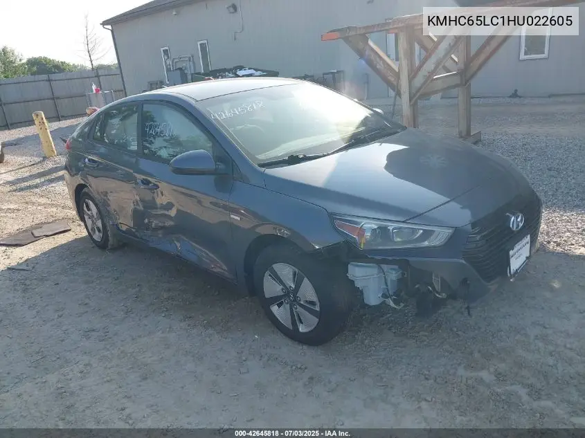 2017 Hyundai Ioniq Hybrid Blue VIN: KMHC65LC1HU022605 Lot: 42645818