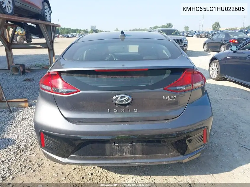 2017 Hyundai Ioniq Hybrid Blue VIN: KMHC65LC1HU022605 Lot: 42645818