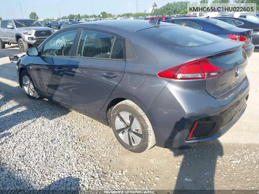2017 Hyundai Ioniq Hybrid Blue VIN: KMHC65LC1HU022605 Lot: 42645818