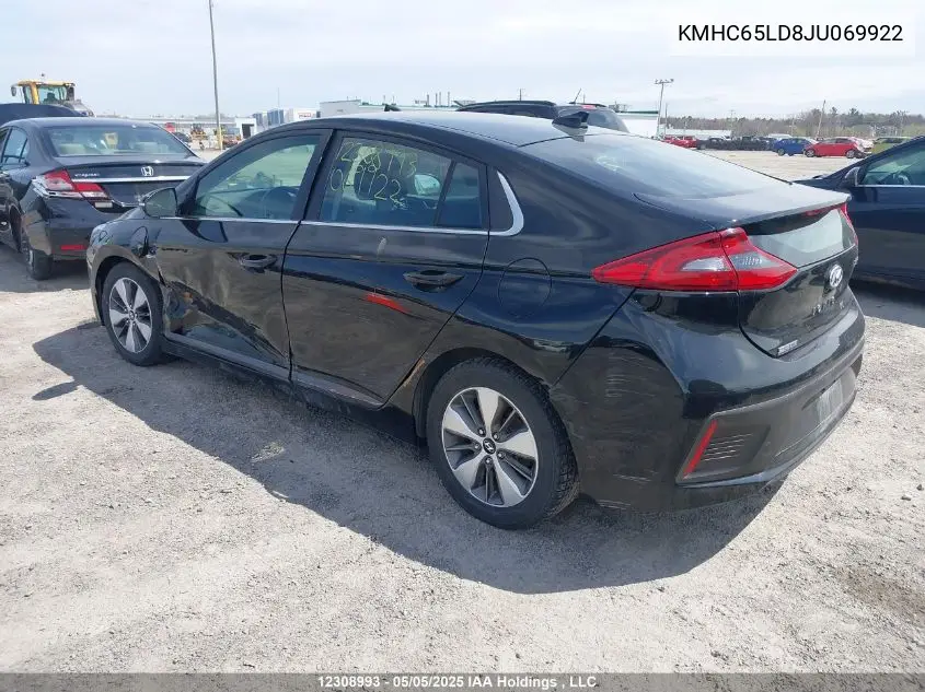 2018 Hyundai Ioniq VIN: KMHC65LD8JU069922 Lot: 12308993