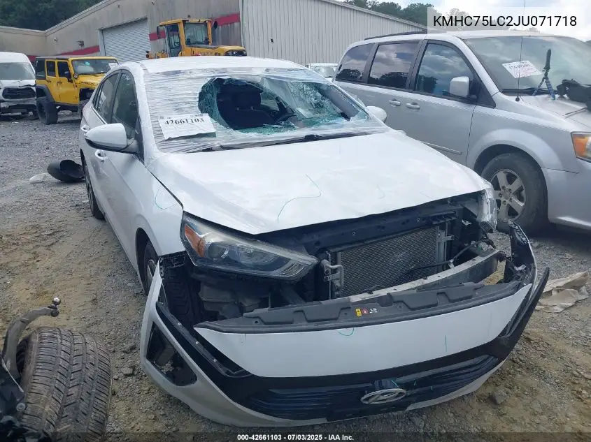 2018 Hyundai Ioniq Hybrid Sel VIN: KMHC75LC2JU071718 Lot: 42661103
