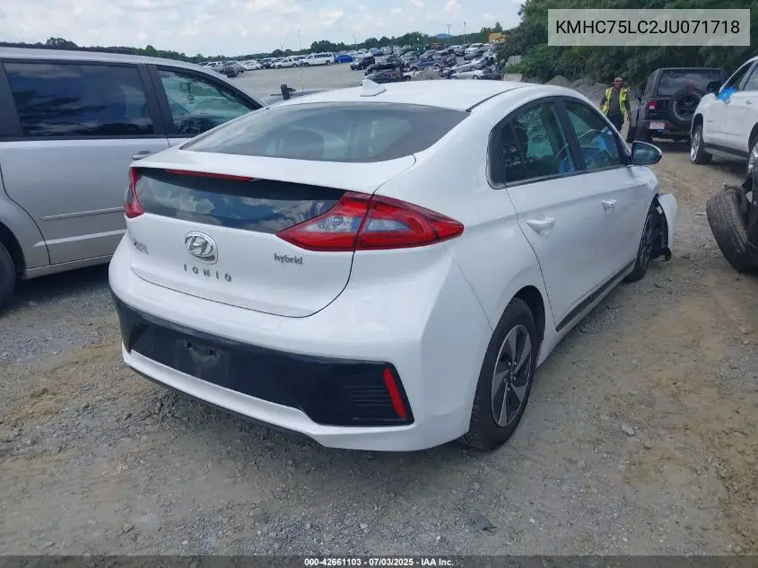 2018 Hyundai Ioniq Hybrid Sel VIN: KMHC75LC2JU071718 Lot: 42661103