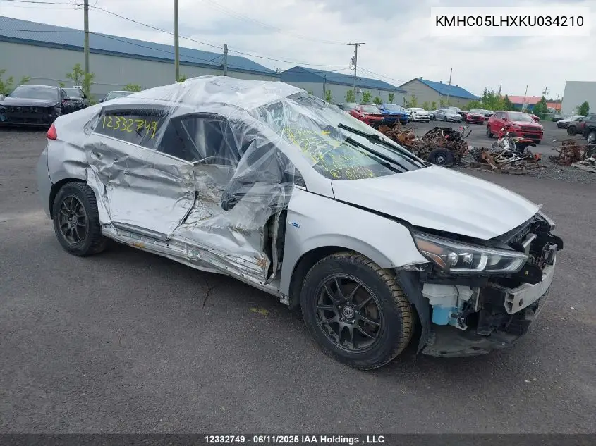 2019 Hyundai Ioniq Limited VIN: KMHC05LHXKU034210 Lot: 12332749
