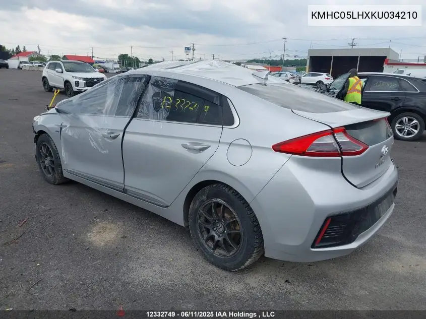 2019 Hyundai Ioniq Limited VIN: KMHC05LHXKU034210 Lot: 12332749