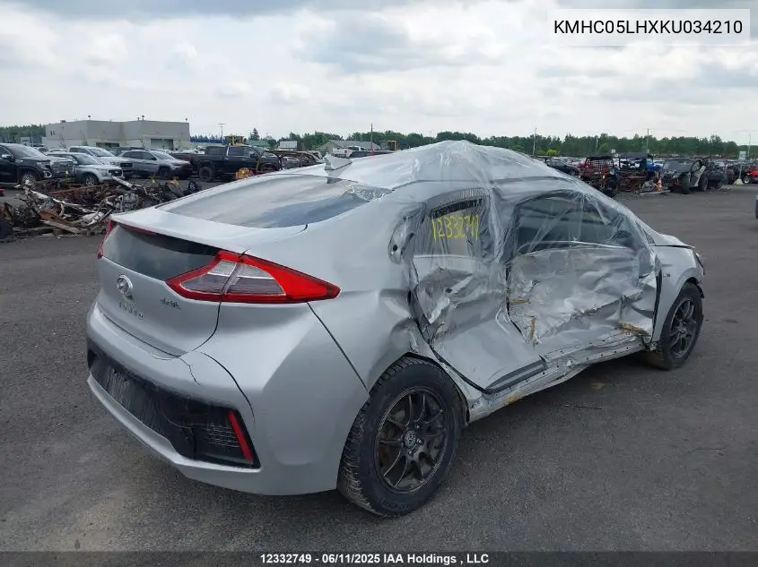 2019 Hyundai Ioniq Limited VIN: KMHC05LHXKU034210 Lot: 12332749