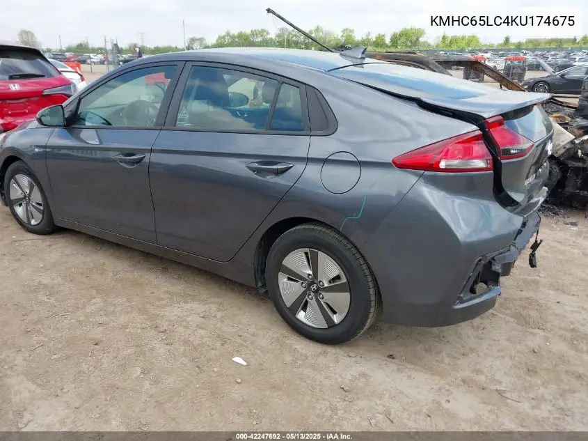 2019 Hyundai Ioniq Hybrid Blue VIN: KMHC65LC4KU174675 Lot: 42247692