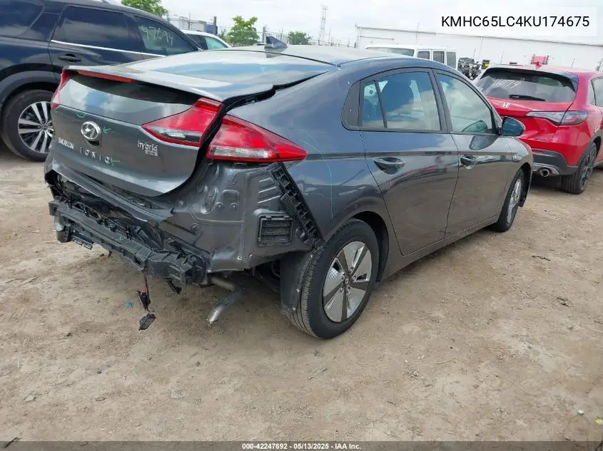 2019 Hyundai Ioniq Hybrid Blue VIN: KMHC65LC4KU174675 Lot: 42247692