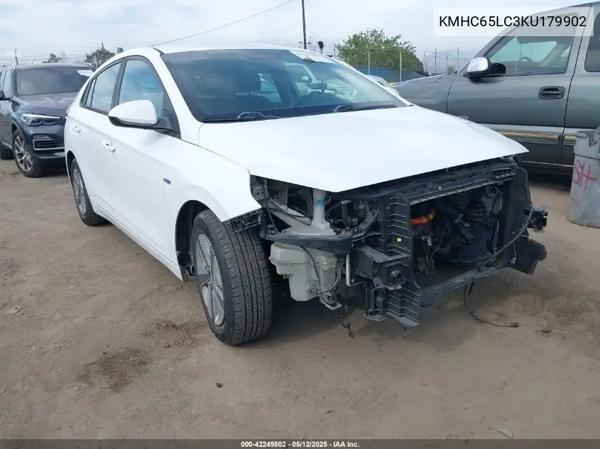 2019 Hyundai Ioniq Hybrid Blue VIN: KMHC65LC3KU179902 Lot: 42249502