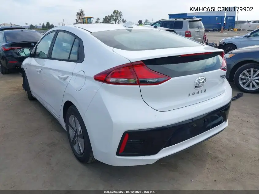 2019 Hyundai Ioniq Hybrid Blue VIN: KMHC65LC3KU179902 Lot: 42249502