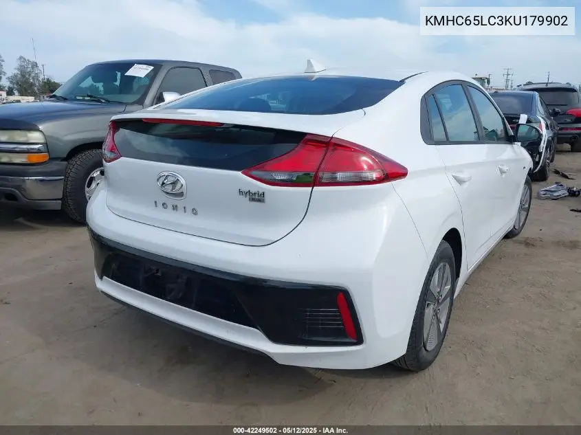 2019 Hyundai Ioniq Hybrid Blue VIN: KMHC65LC3KU179902 Lot: 42249502