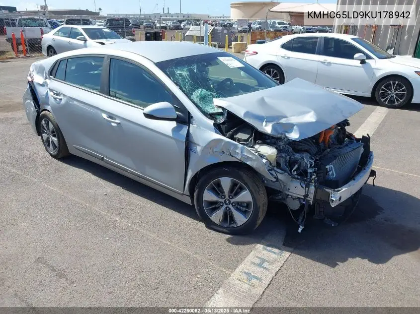 2019 Hyundai Ioniq Plug-In Hybrid VIN: KMHC65LD9KU178942 Lot: 42260062