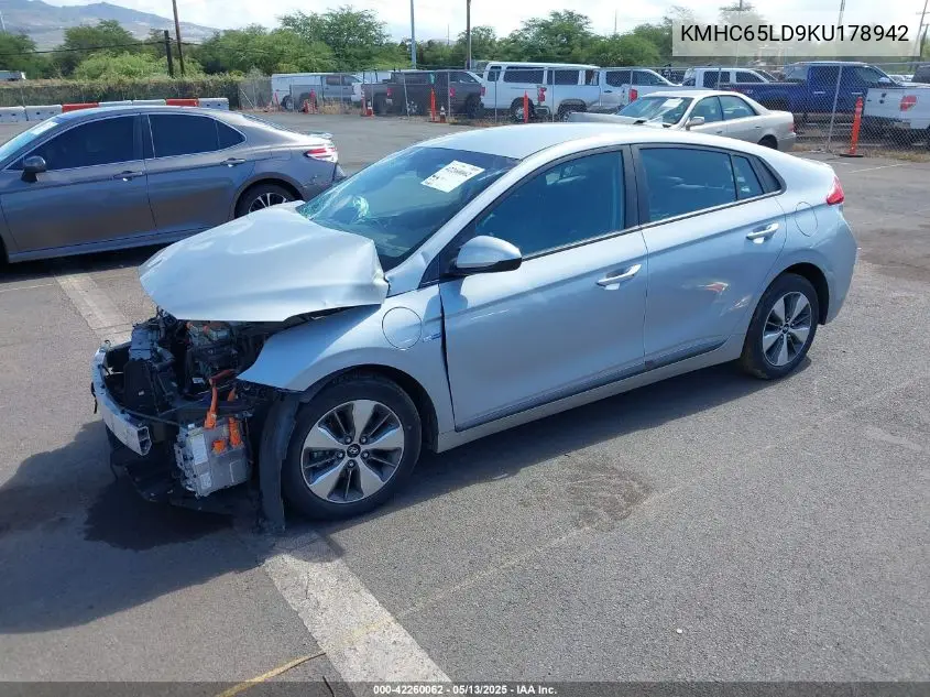 2019 Hyundai Ioniq Plug-In Hybrid VIN: KMHC65LD9KU178942 Lot: 42260062