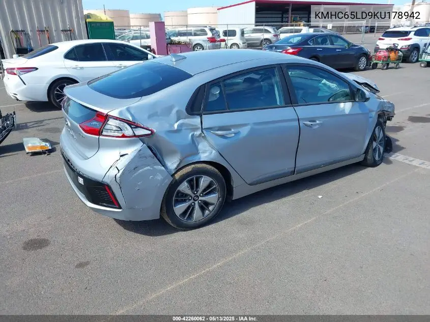 2019 Hyundai Ioniq Plug-In Hybrid VIN: KMHC65LD9KU178942 Lot: 42260062