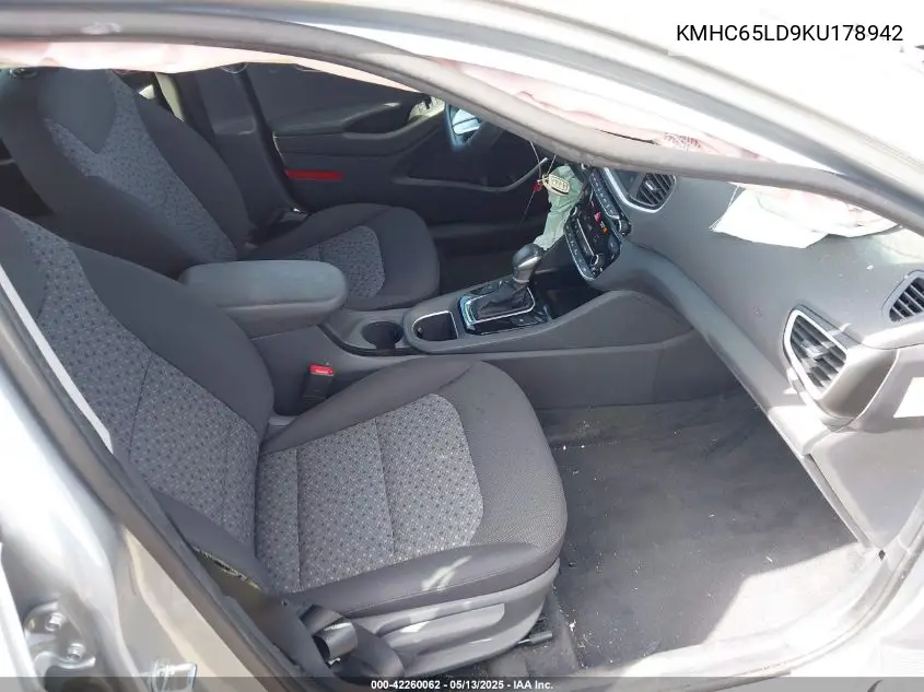 2019 Hyundai Ioniq Plug-In Hybrid VIN: KMHC65LD9KU178942 Lot: 42260062