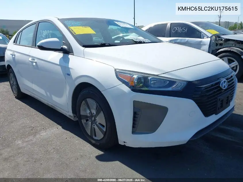 2019 Hyundai Ioniq Hybrid Blue VIN: KMHC65LC2KU175615 Lot: 42593998
