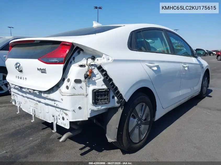 2019 Hyundai Ioniq Hybrid Blue VIN: KMHC65LC2KU175615 Lot: 42593998