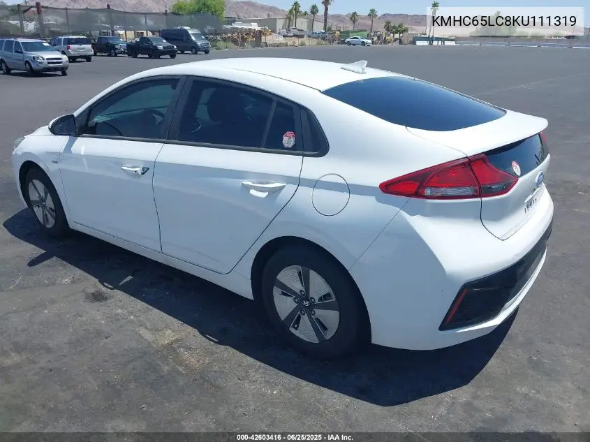 2019 Hyundai Ioniq Hybrid Blue VIN: KMHC65LC8KU111319 Lot: 42603416