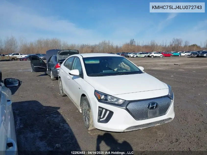 2020 Hyundai Ioniq Se VIN: KMHC75LJ4LU072743 Lot: 12292453