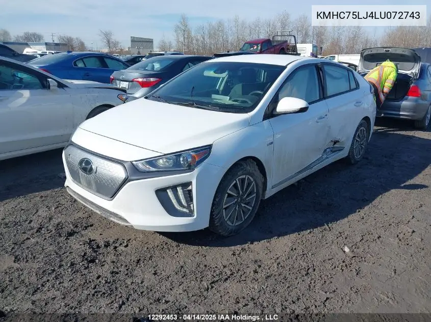 2020 Hyundai Ioniq Se VIN: KMHC75LJ4LU072743 Lot: 12292453