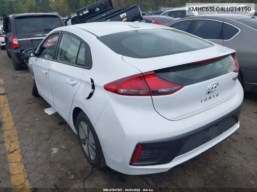 2020 Hyundai Ioniq Hybrid Blue VIN: KMHC65LC4LU214190 Lot: 41947557