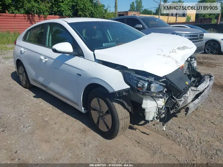 2020 Hyundai Ioniq Se VIN: KMHC75LC6LU189905 Lot: 42647353