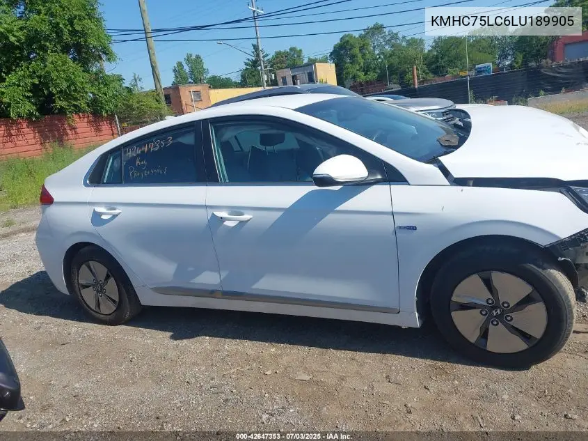 2020 Hyundai Ioniq Se VIN: KMHC75LC6LU189905 Lot: 42647353