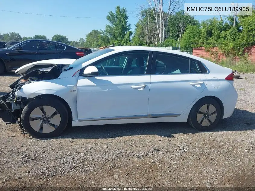 2020 Hyundai Ioniq Se VIN: KMHC75LC6LU189905 Lot: 42647353