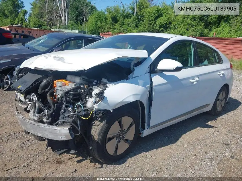 2020 Hyundai Ioniq Se VIN: KMHC75LC6LU189905 Lot: 42647353
