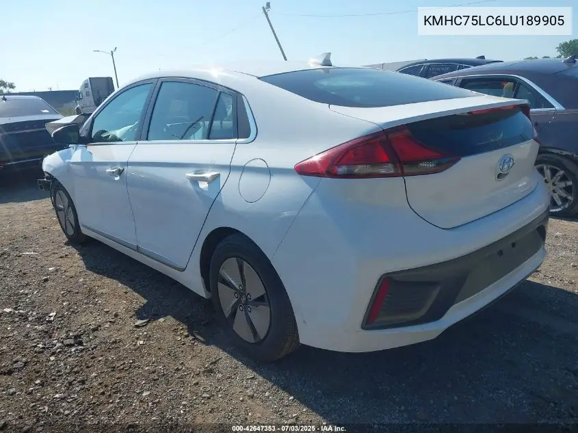 2020 Hyundai Ioniq Se VIN: KMHC75LC6LU189905 Lot: 42647353