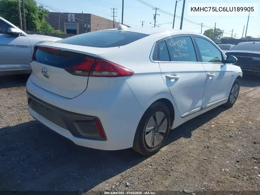 2020 Hyundai Ioniq Se VIN: KMHC75LC6LU189905 Lot: 42647353